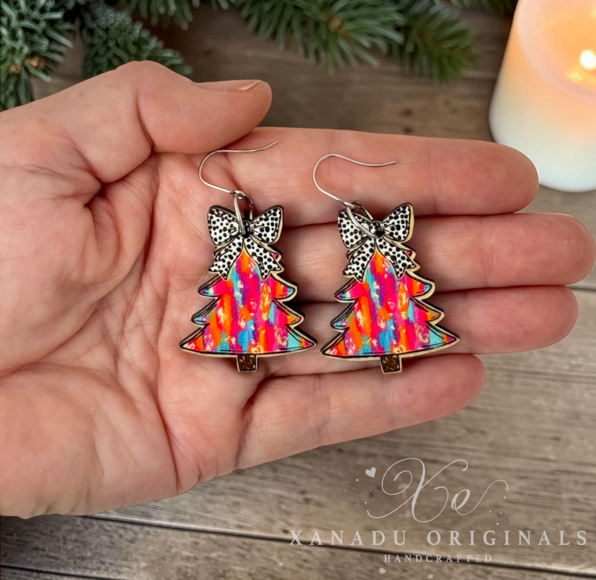 Preppy Pink Tree Earrings