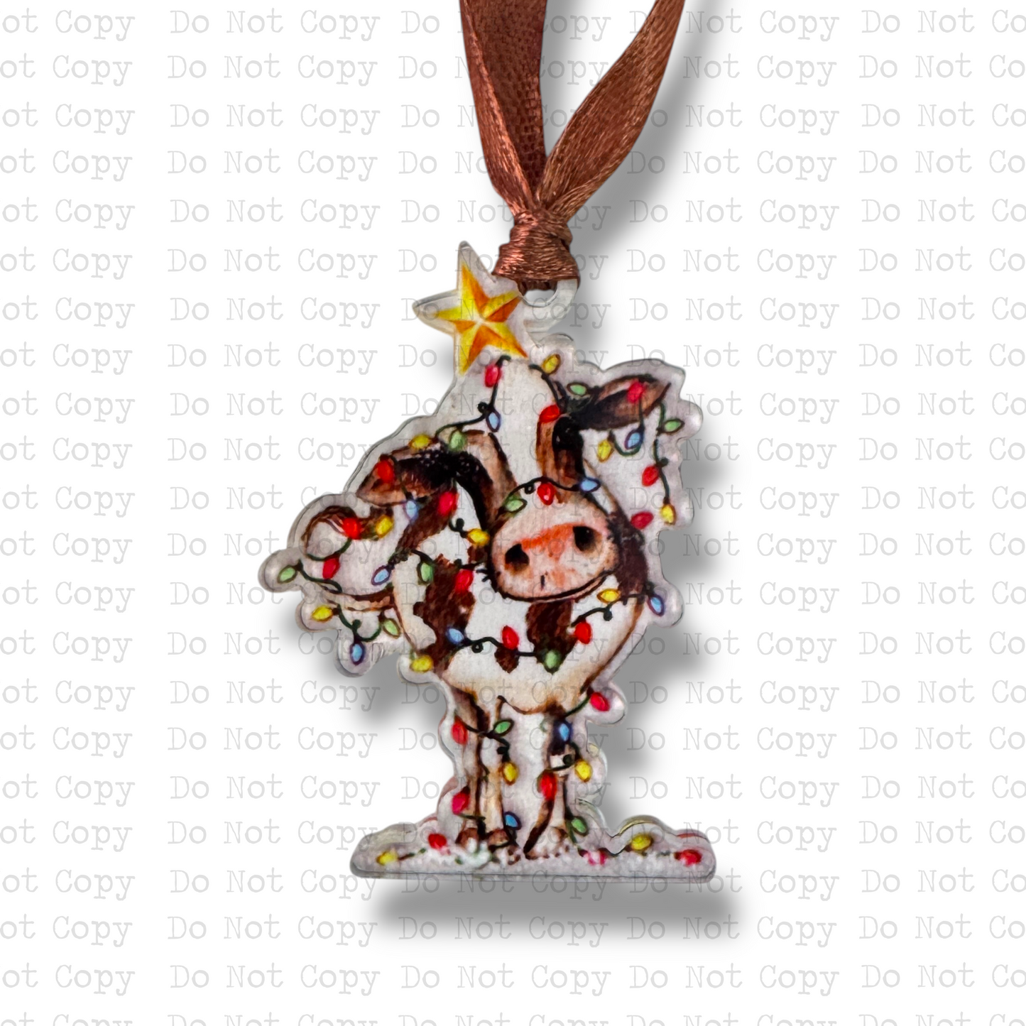 Messy Christmas Cow Mini Ornament