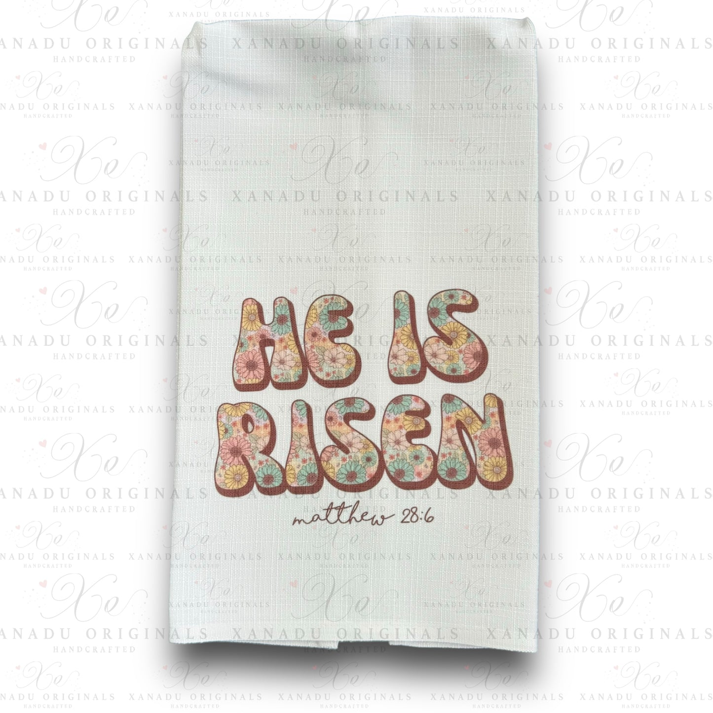 Linen He Is Risen Tea Towel