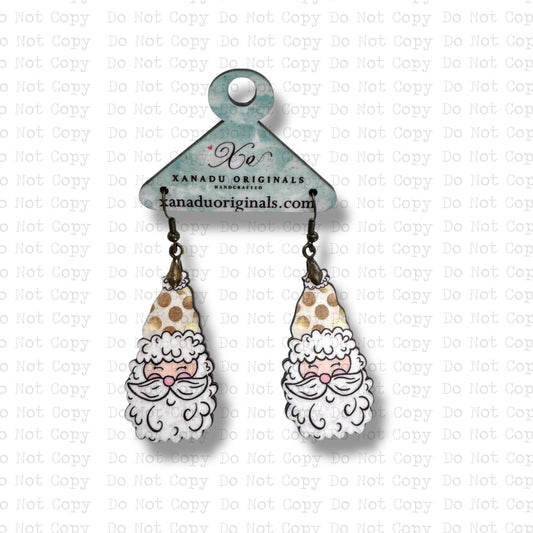 Gold Polkadot Santa Earrings