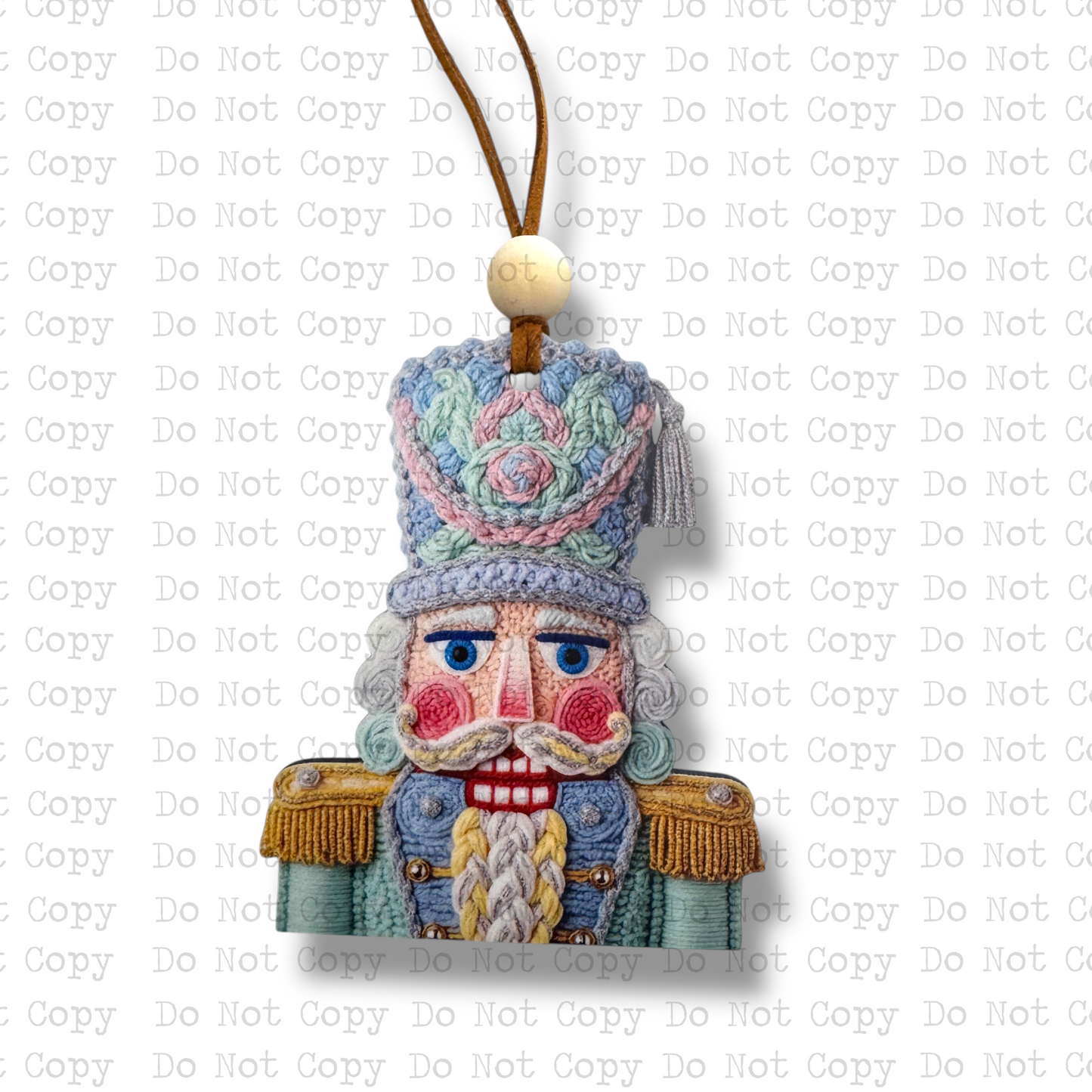 Pastel Yarn Nutcracker Christmas Ornament
