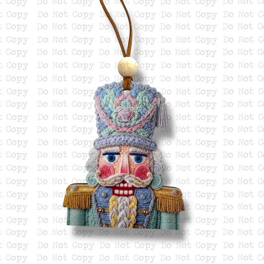 Pastel Yarn Nutcracker Christmas Ornament