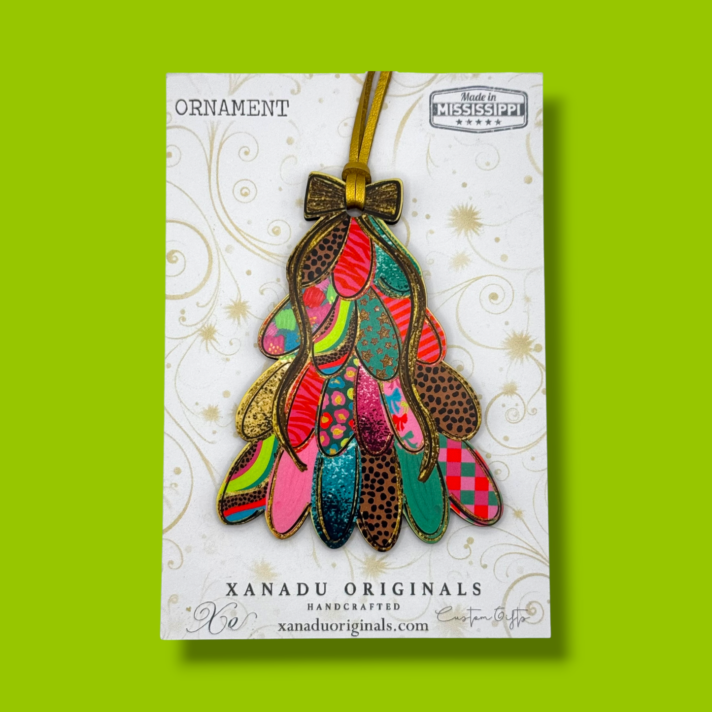 Whimsical Mixed Pattern Christmas Tree Ornament - Colorful Retro Glam Holiday Decoration