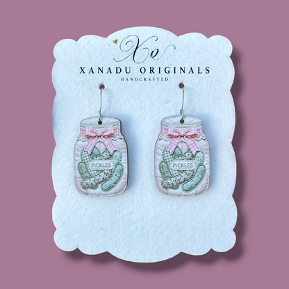 Quilted Pickle Jar Earrings