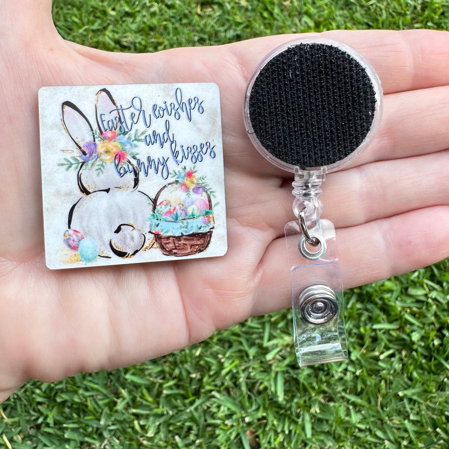 Easter Wishes Interchangeable Badge Button with Reel Option