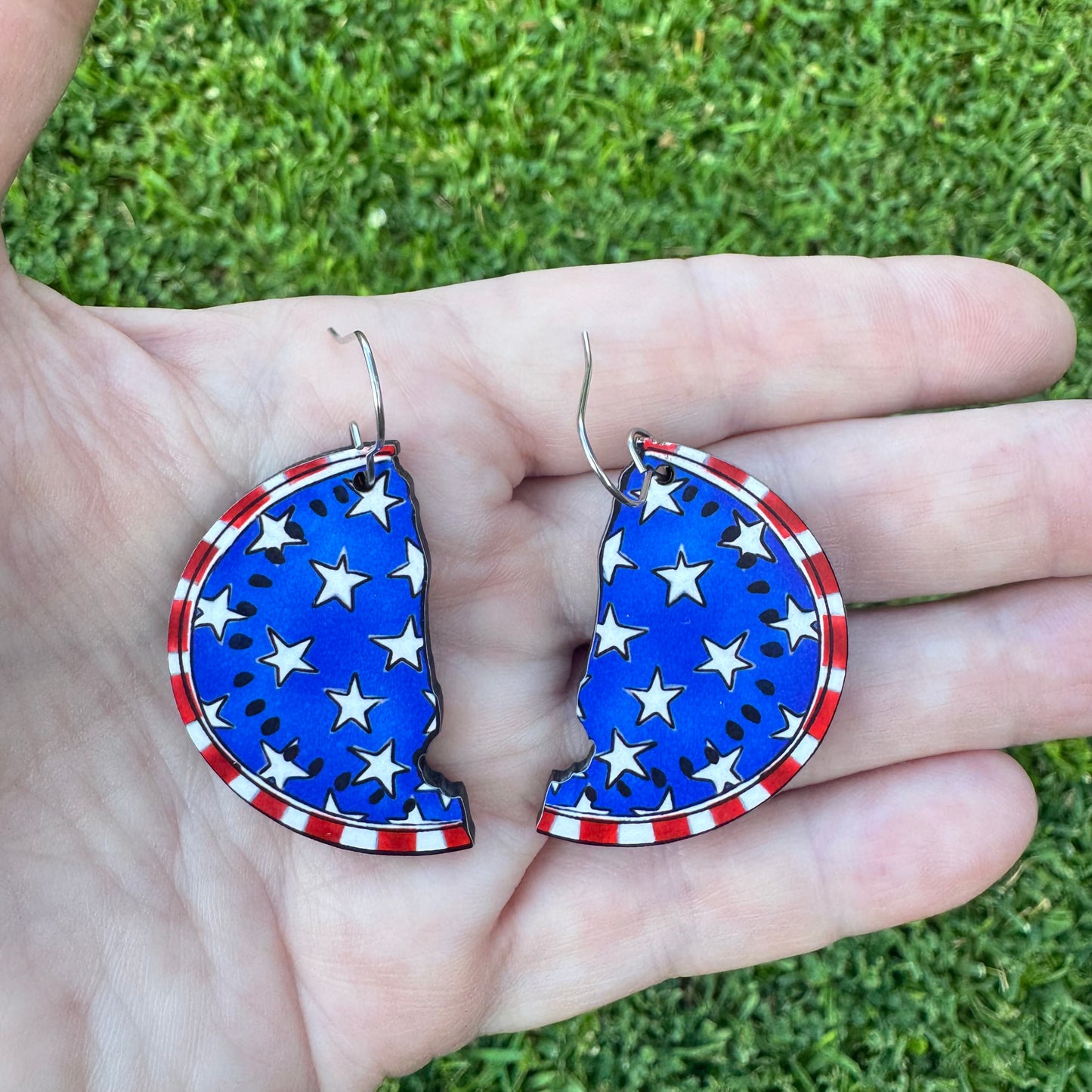 Patriotic Watermelon Earrings