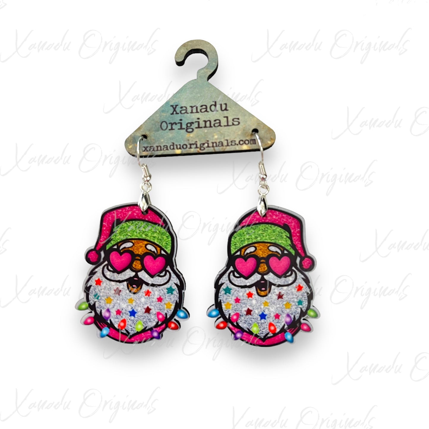 Santa with Heart Glasses Earrings