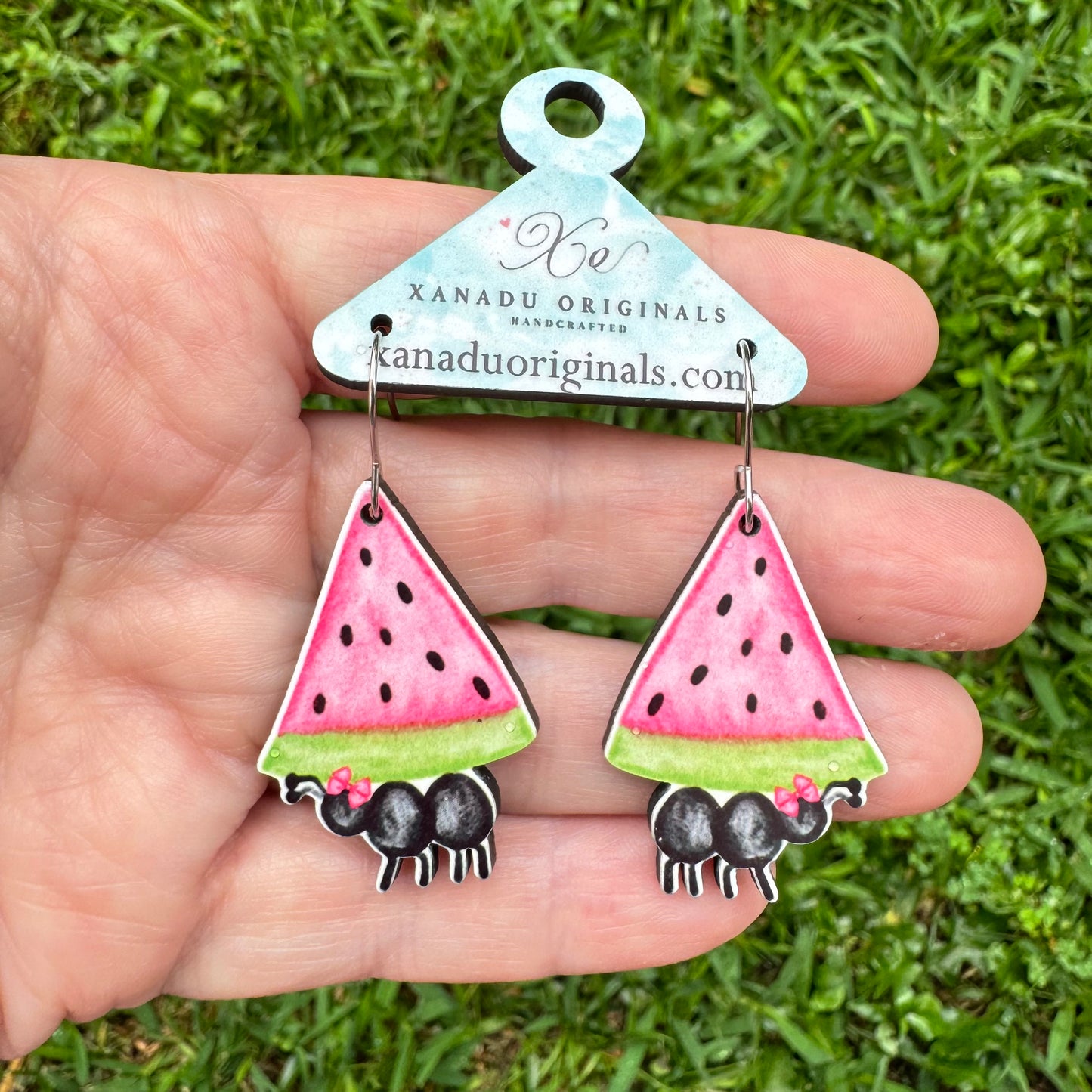 Watermelon Ant Earrings