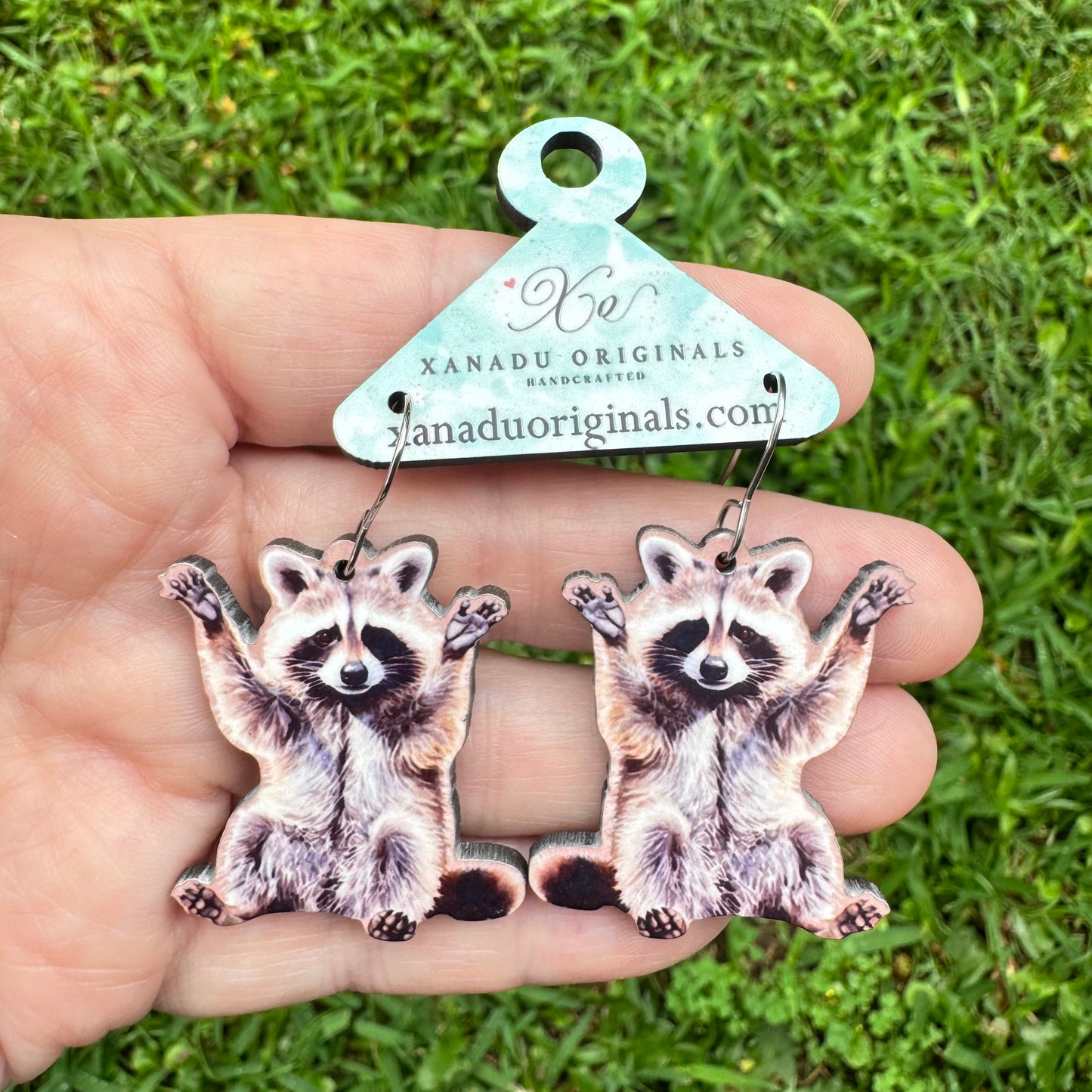 Raccoon Waving Earrings