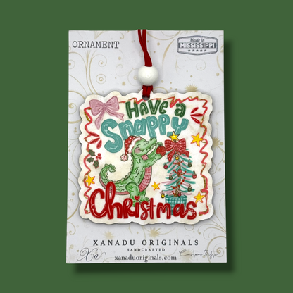 Have a Snappy Christmas Alligator Ornament - Cute Gator Holiday Tree Decoration