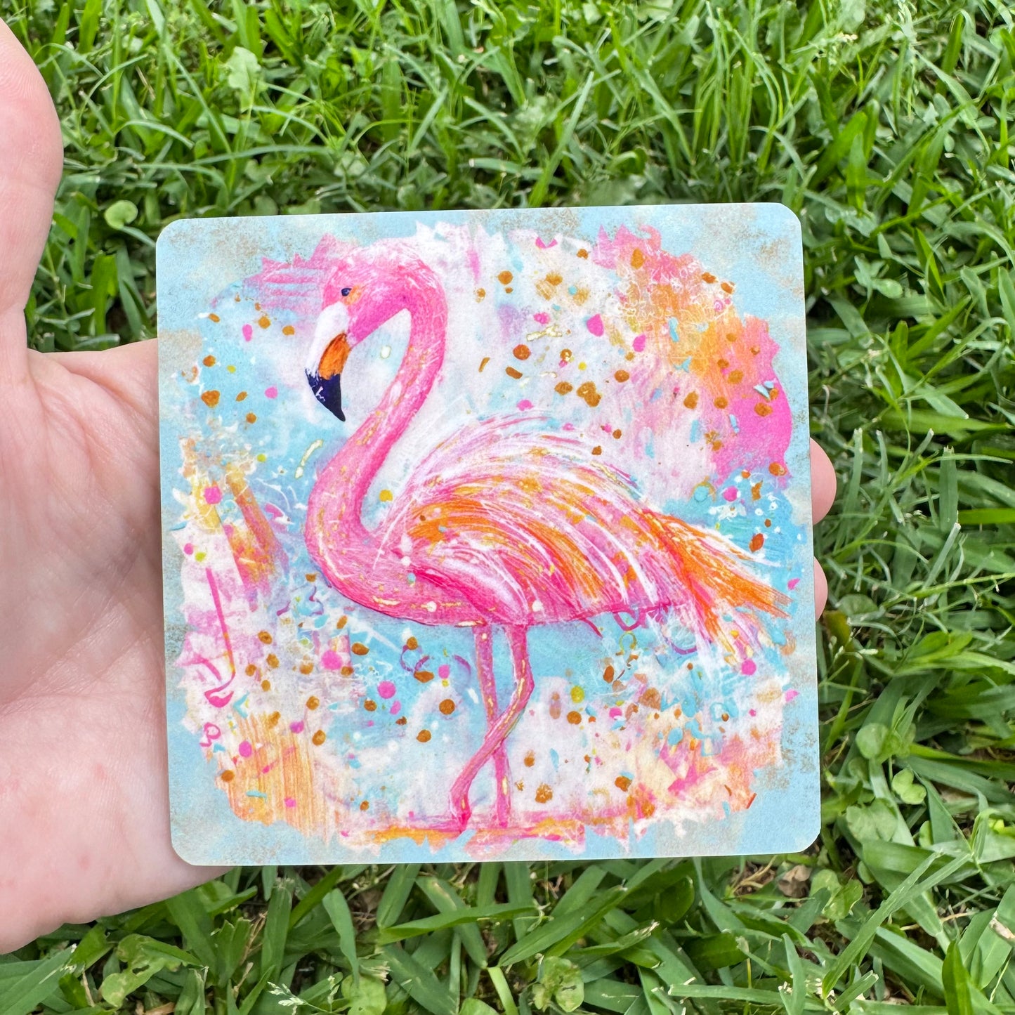 Coastal Chic Pink Flamingo Coaster