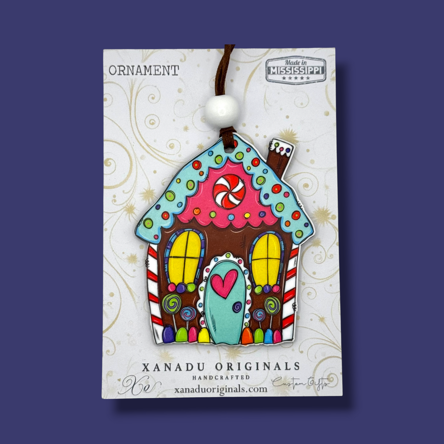Whimsical Gingerbread House Christmas Ornament | Retro Pastel Holiday Keepsake