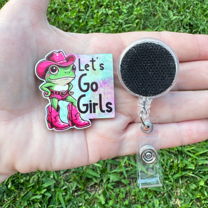 Lets Go Girls Interchangeable Badge Button with Reel Option