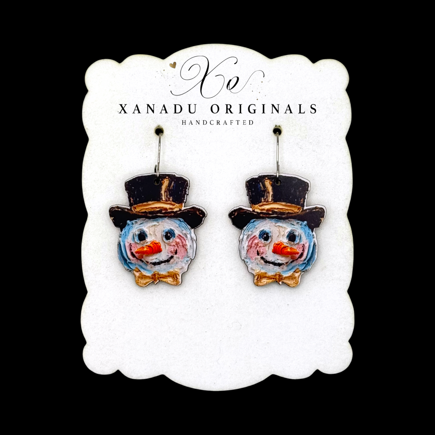 Hand Painted Snowman Earrings