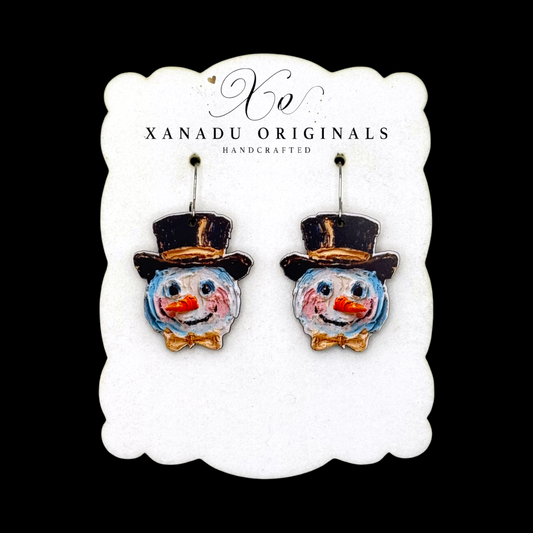 Hand Painted Snowman Earrings
