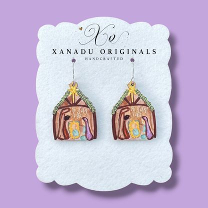 Oh Holy Night Manger Nativity Earrings