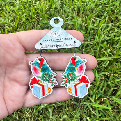 Vintage Bluebird Christmas Earrings