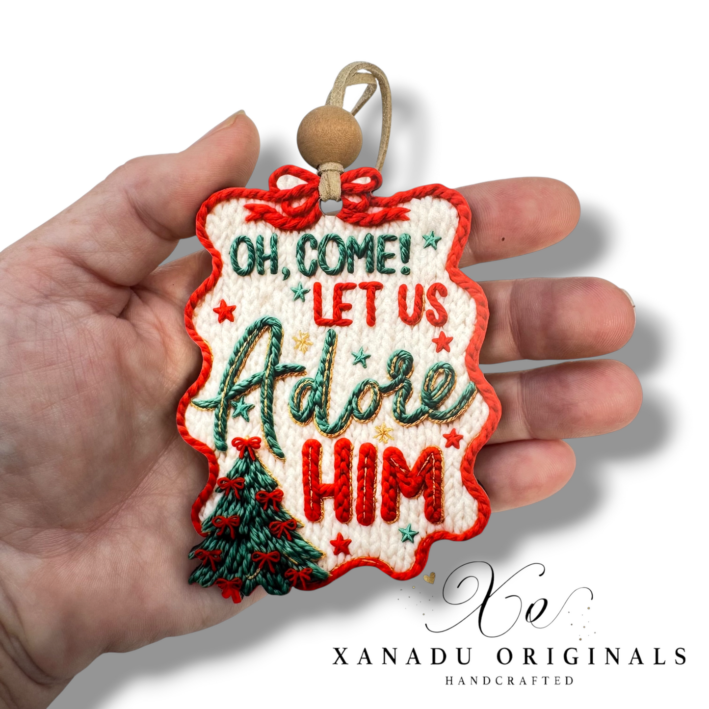 Oh Come Let Us Adore Him Christmas Ornament, Traditional Holiday Tree Decor, Religious Faith Keepsake