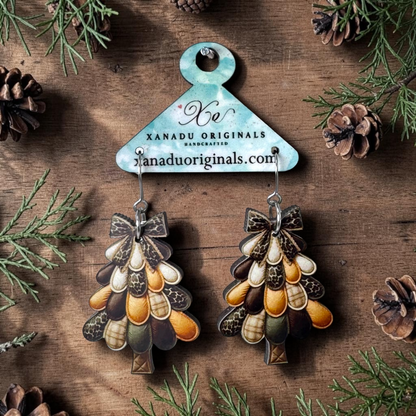 Leopard Patchwork Christmas Tree Earrings