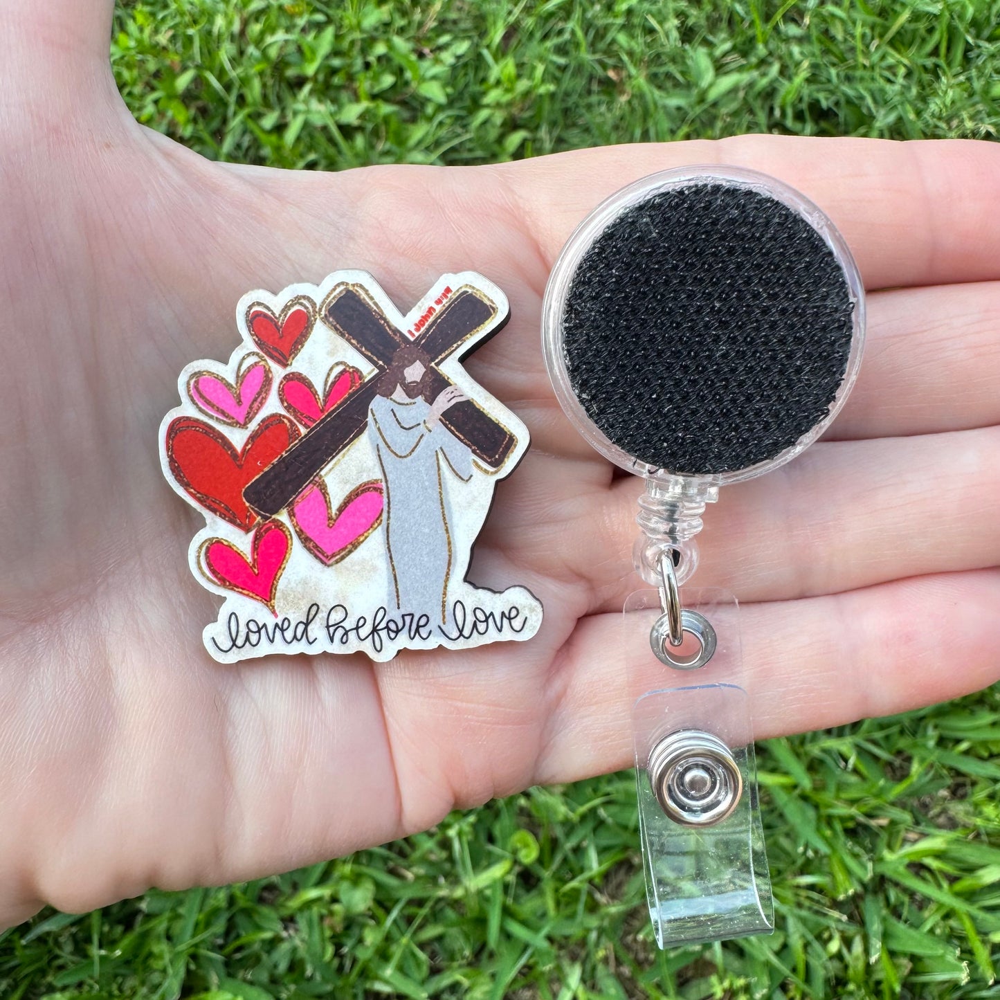 Loved Before Love Interchangeable Badge Button with Reel Option