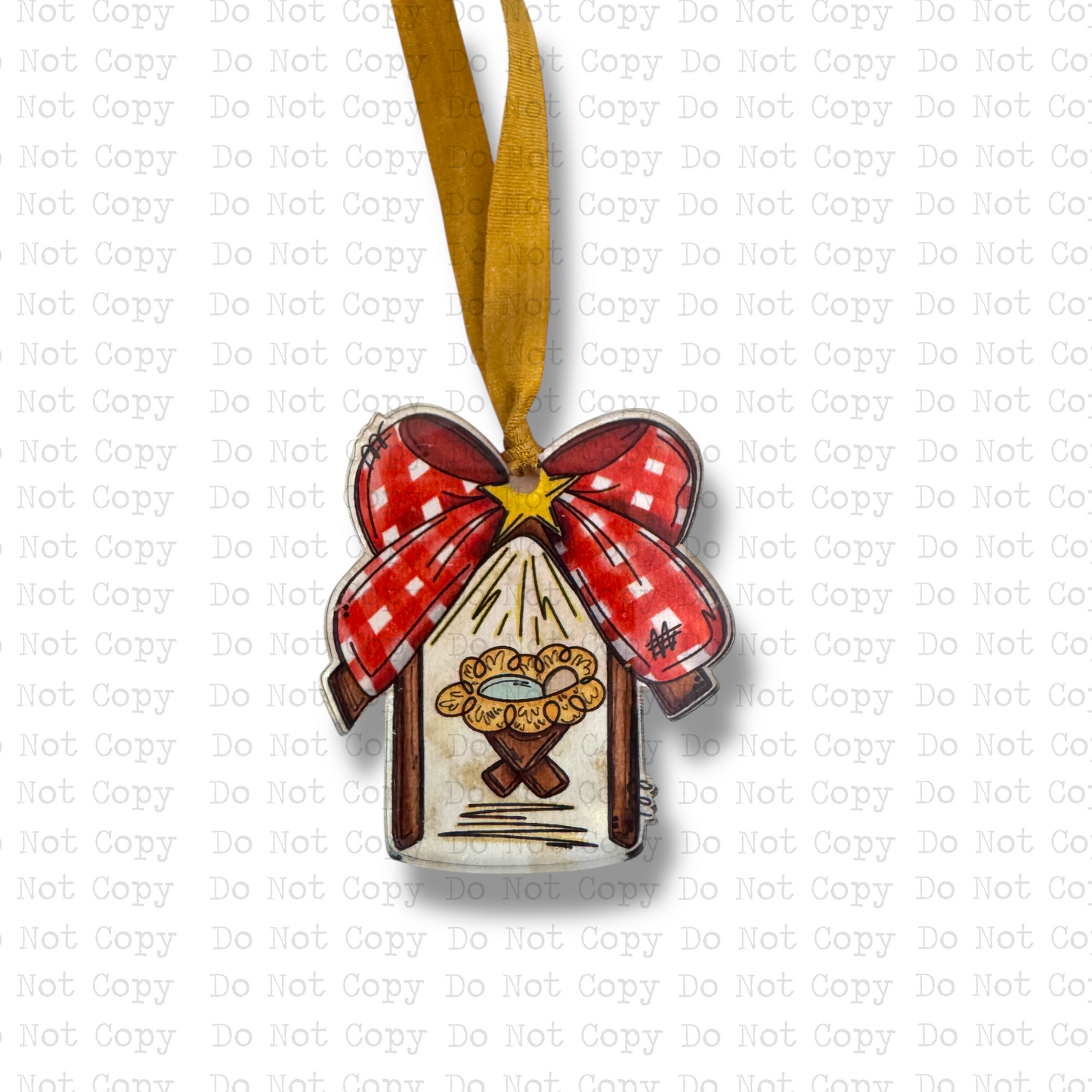 Bow Nativity Mini Ornament