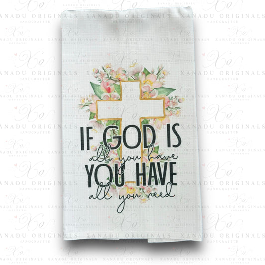 Linen God Is All You Need Tea Towel