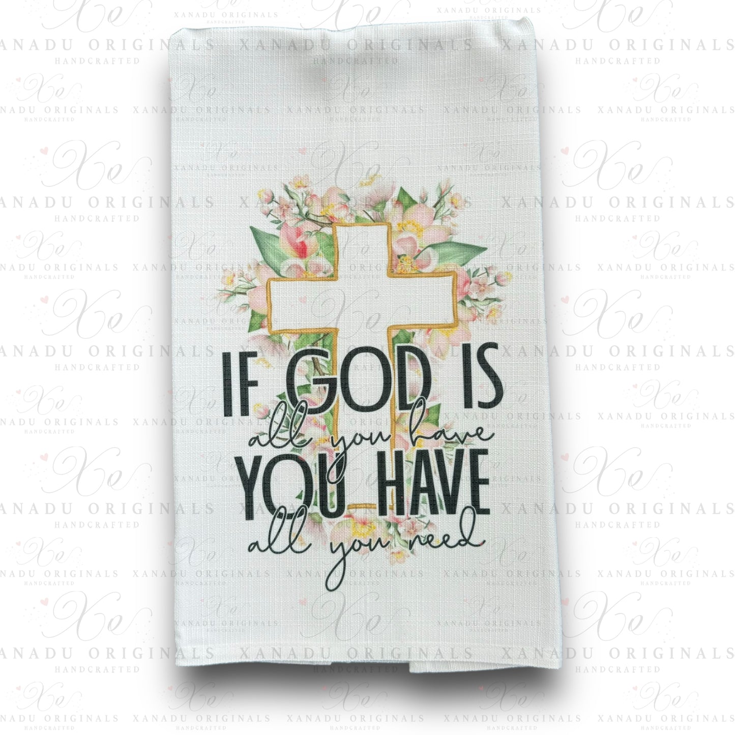 Linen God Is All You Need Tea Towel