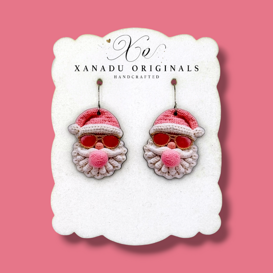 Bubblegum Shades Santa Earrings