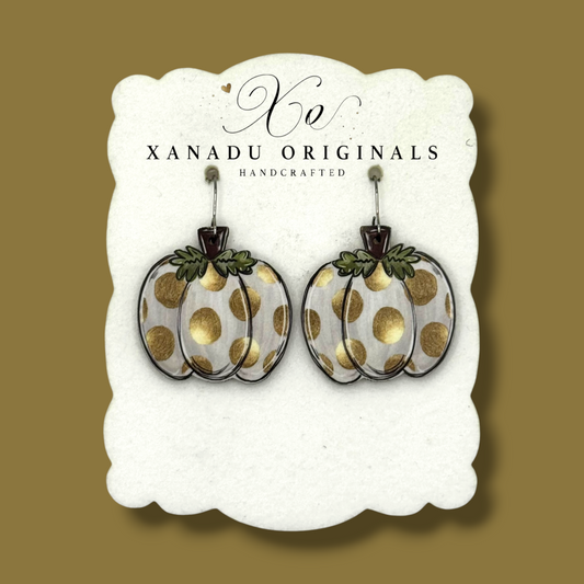 Golden Dot Pumpkin Earrings