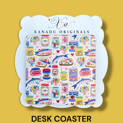 Sardines & Jam Jar Whimsical Coaster