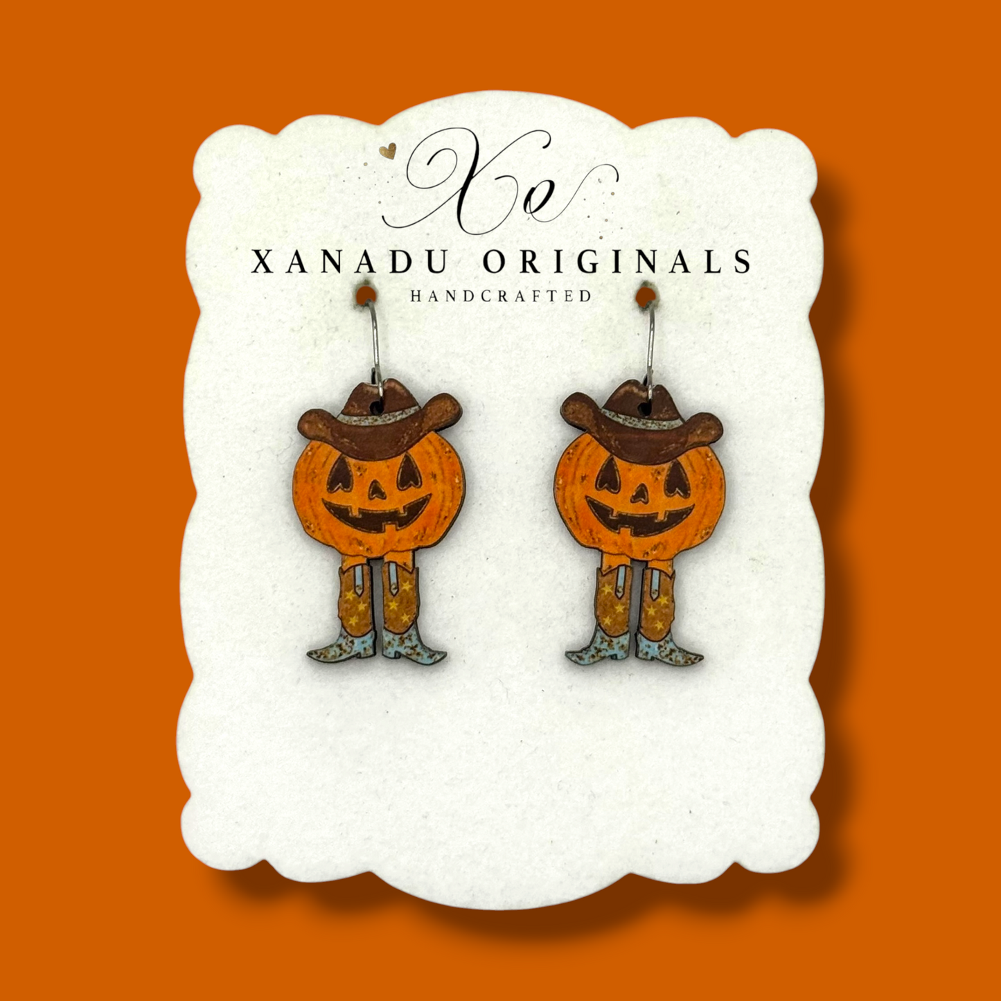 Howdy Cowboy Pumpkin Earrings