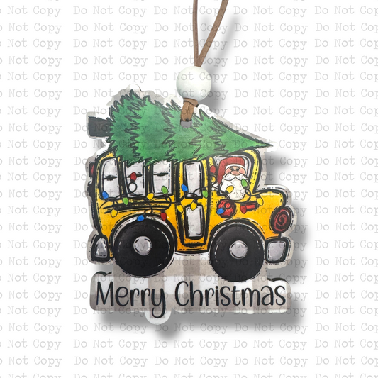 School Bus Merry Christmas Christmas Ornament