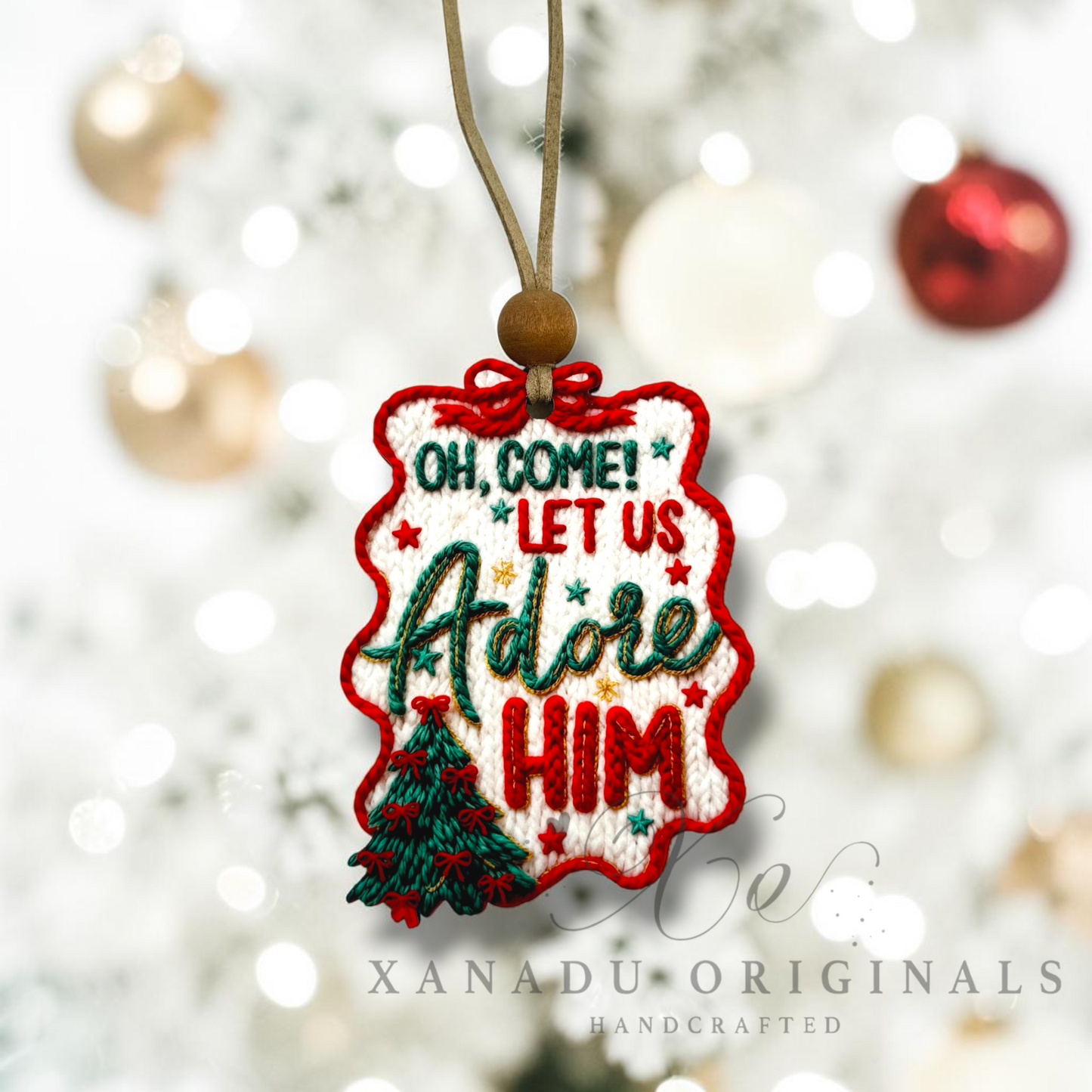 Oh Come Let Us Adore Him Christmas Ornament, Traditional Holiday Tree Decor, Religious Faith Keepsake