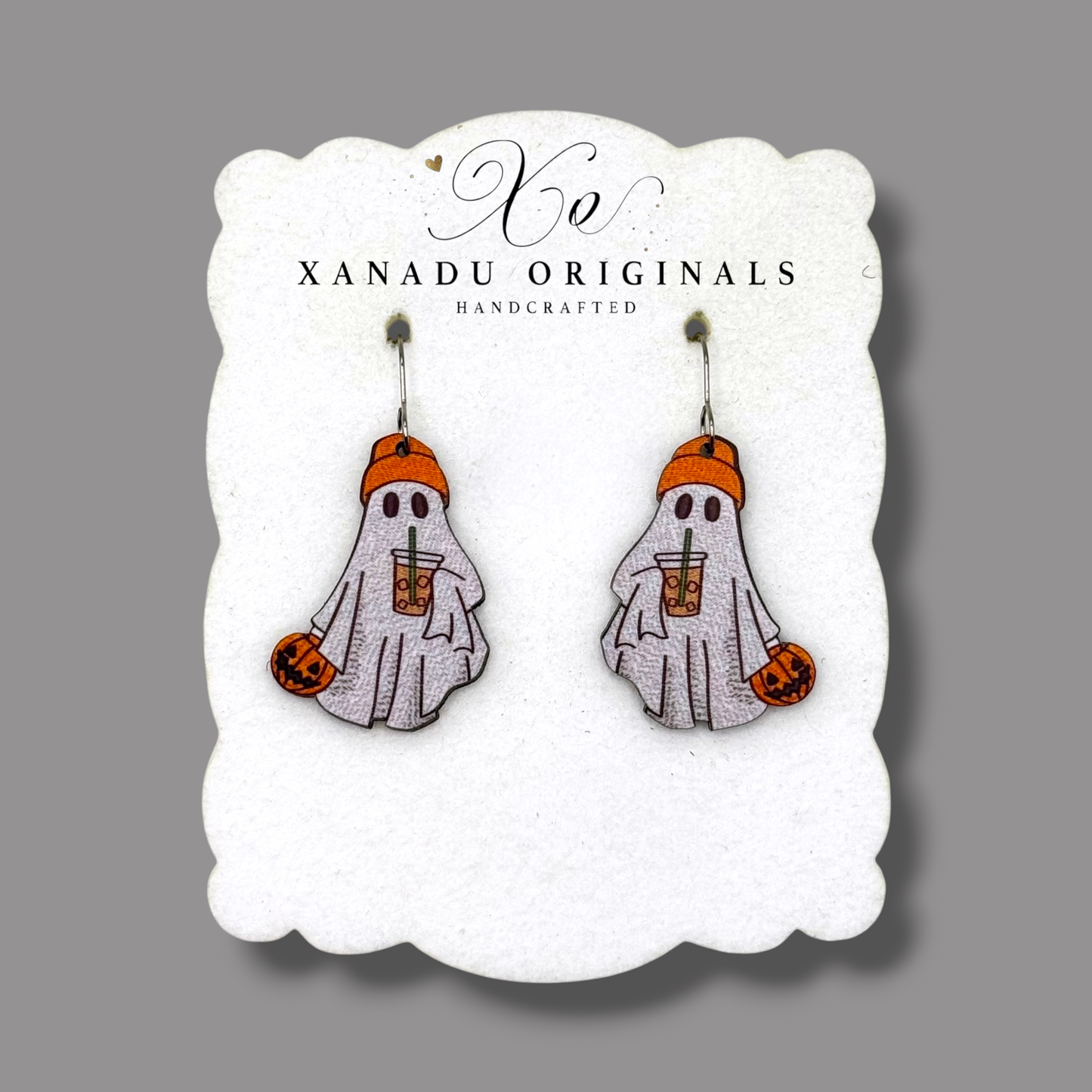 Ghost With Iced Coffee Earrings