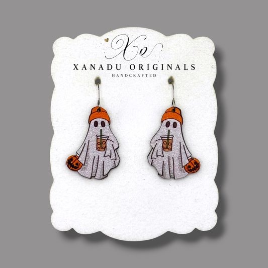 Ghost With Iced Coffee Earrings