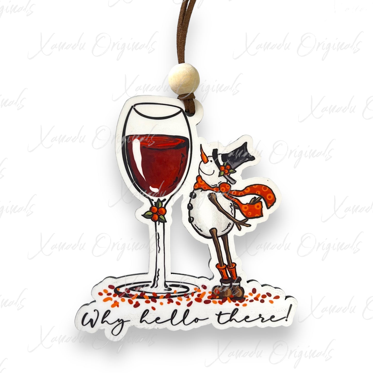 Why Hello There Wine Snowman Ornament