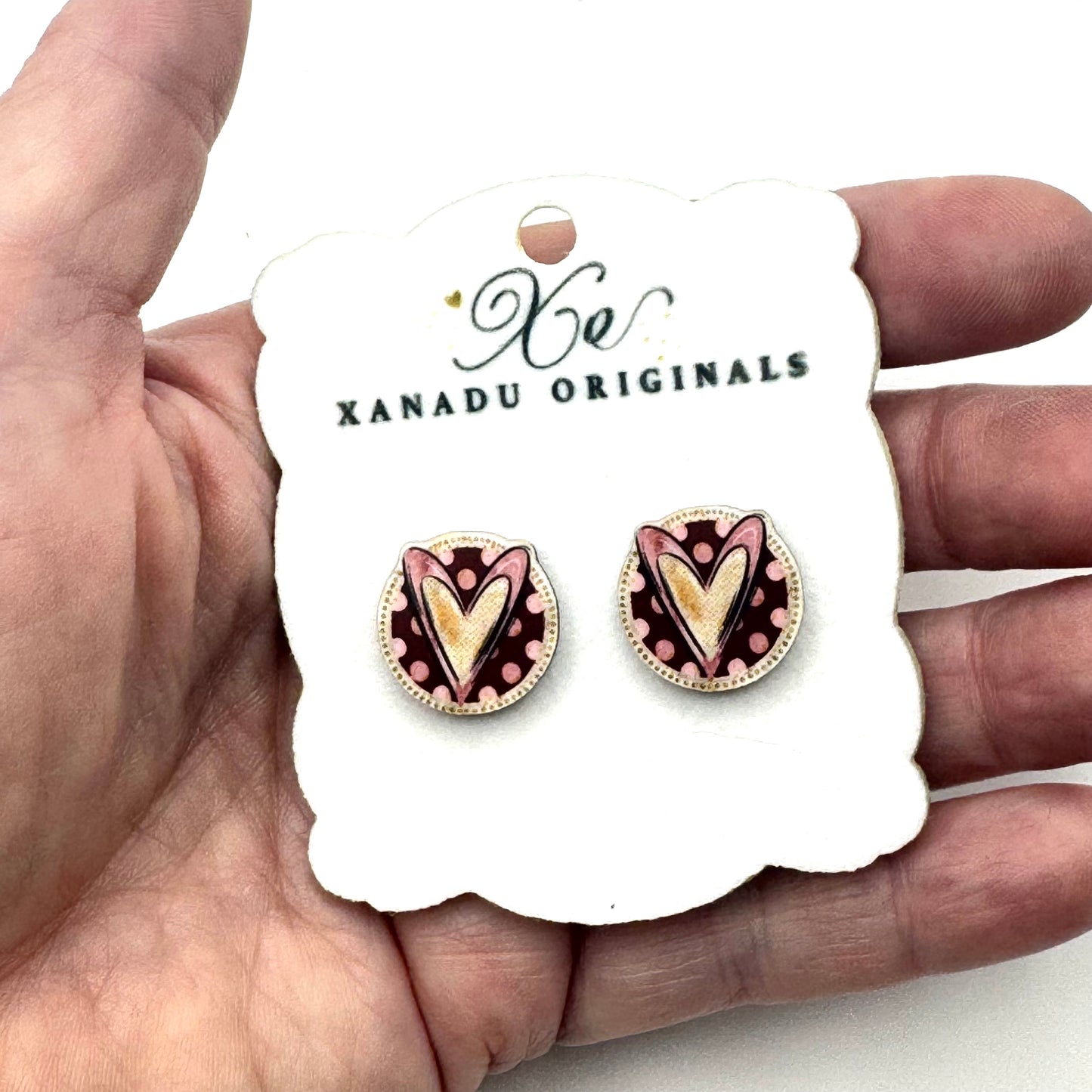 STUD Polka Dot Heart With Post