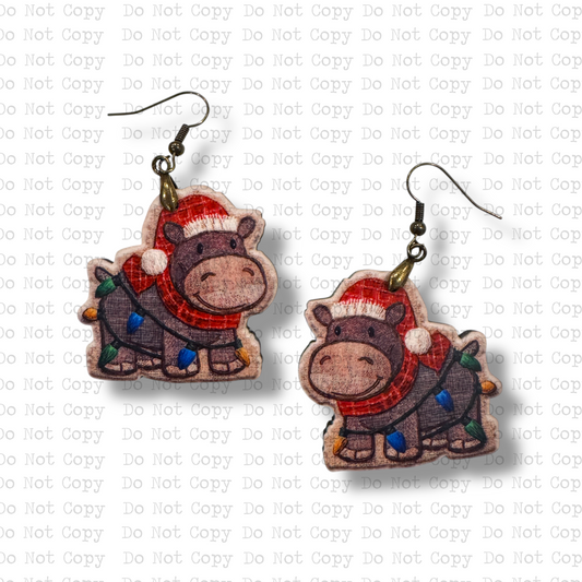 Burlap Hippo Earrings