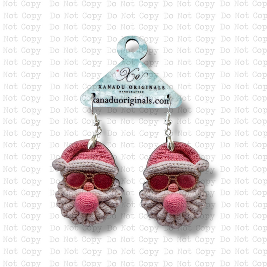 Bubblegum Shades Santa Earrings