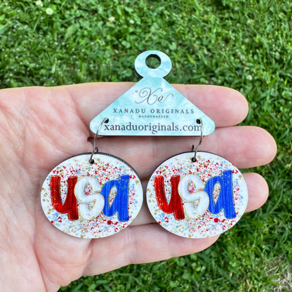 USA Oval Dangle Earrings