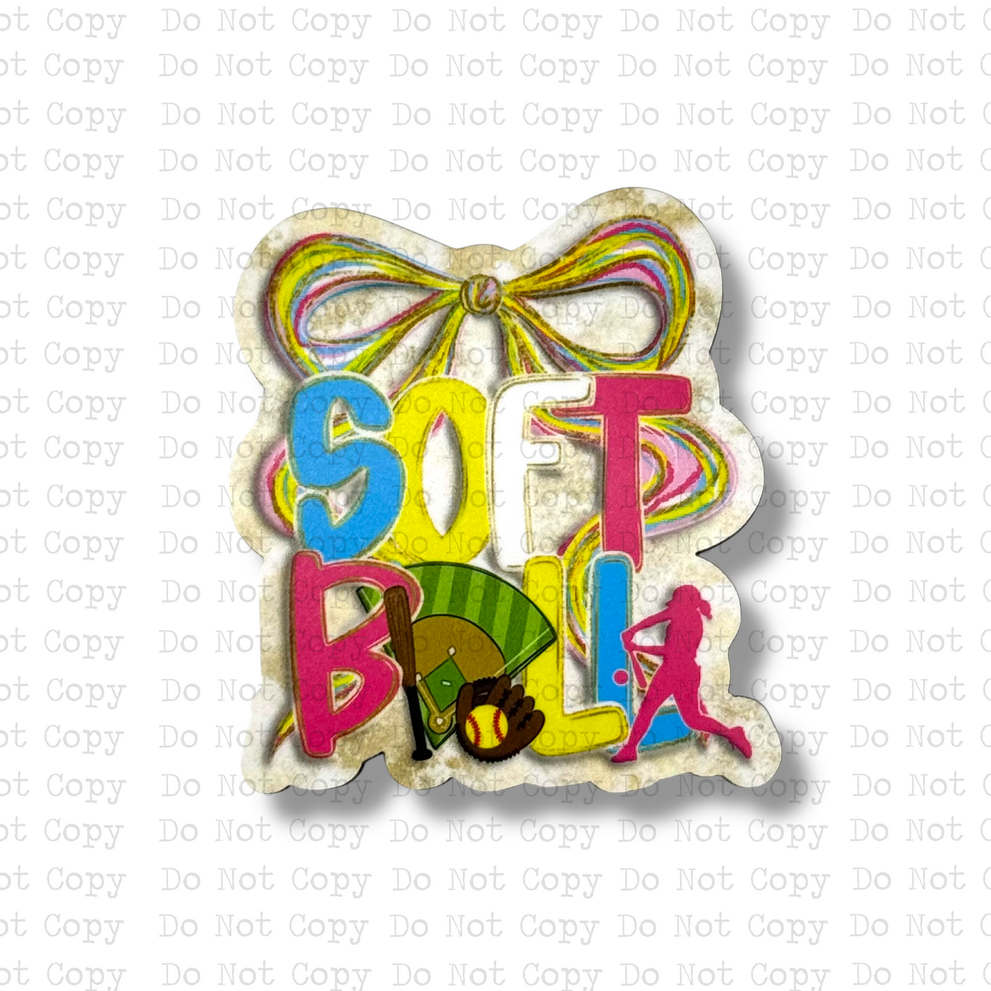 Softball Coquette Watercolor Magnet