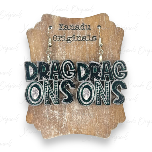 Dragons Faux Glitter Marquee Earrings