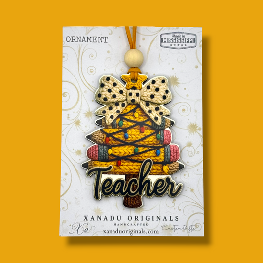 Teacher Pencil Christmas Tree Ornament