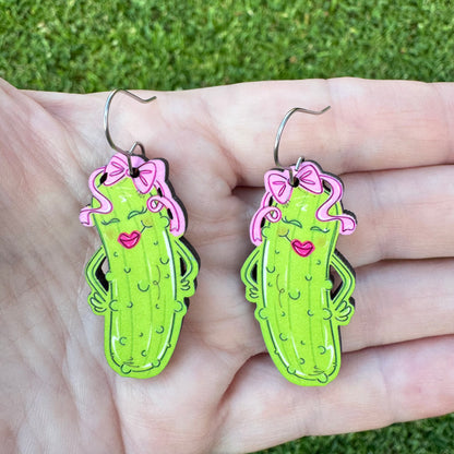 Lipstick Pickle Dangle Earrings