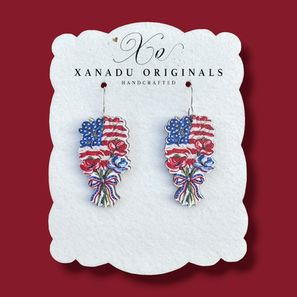 Flag Floral Bouquet Dangle Earrings