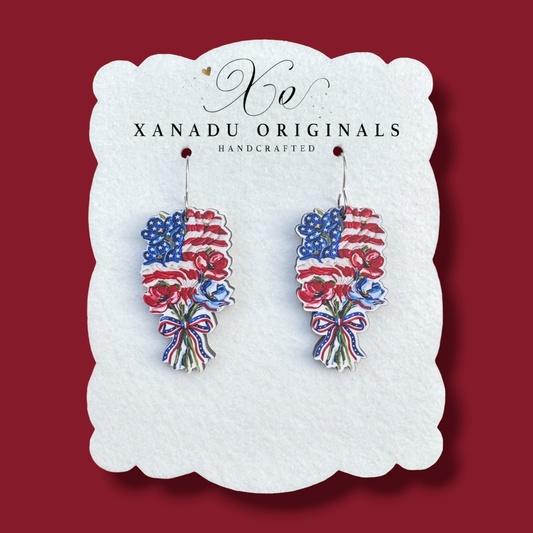 Flag Floral Bouquet Dangle Earrings