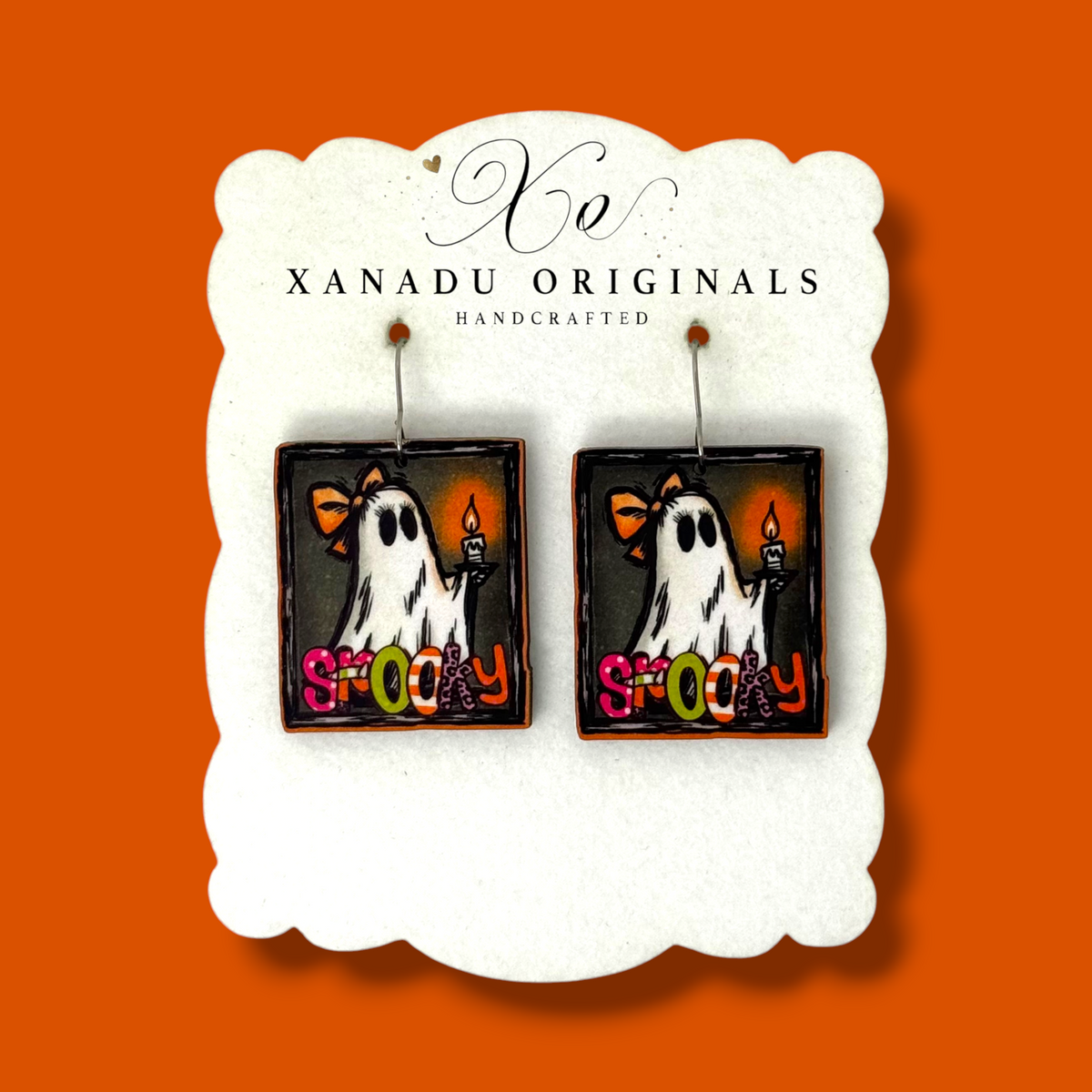 Spooky Candle Ghost Dangle Earrings