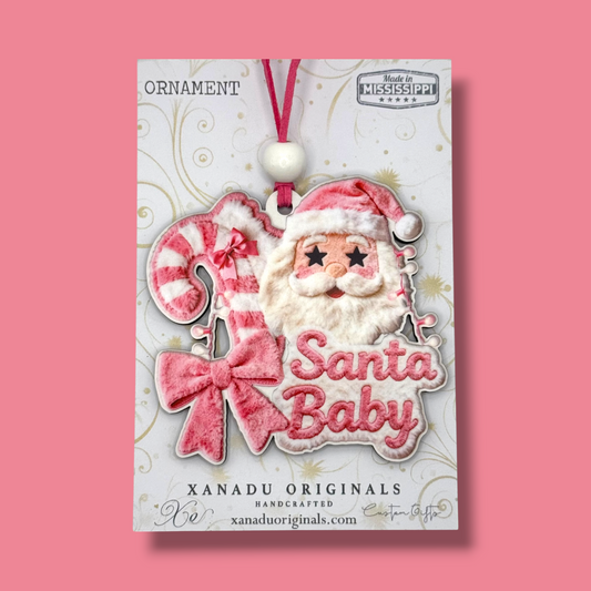 Santa Baby Pink Faux Fur Christmas Ornament
