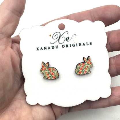 STUD Hand Drawn Floral Bunny With Post