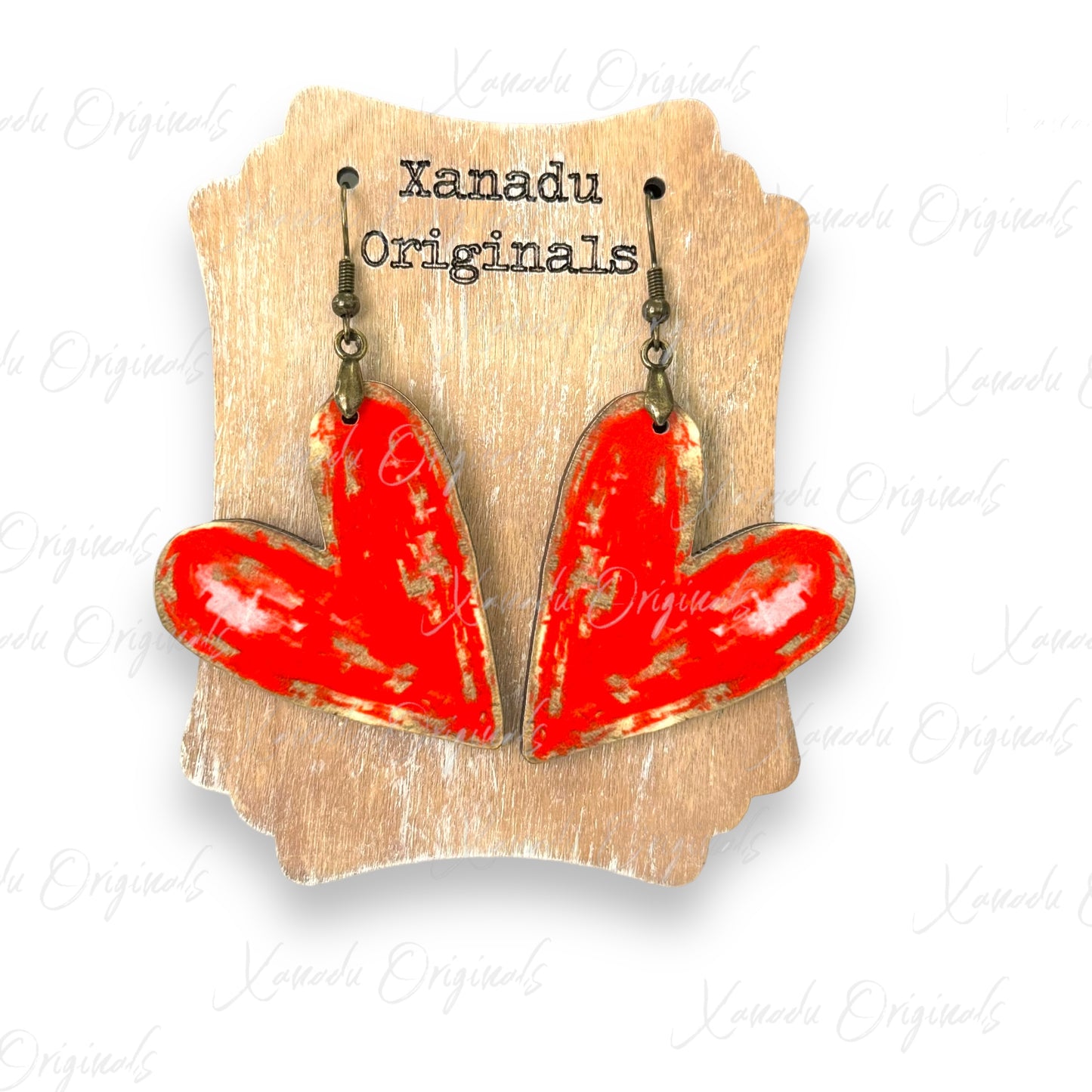 Gold Foiled Red Heart Earrings